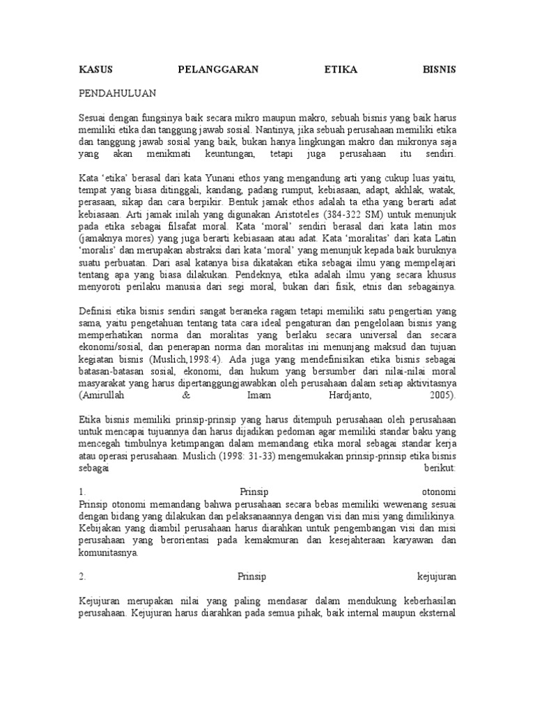 Contoh Masalah Etika Dalam Perusahaan