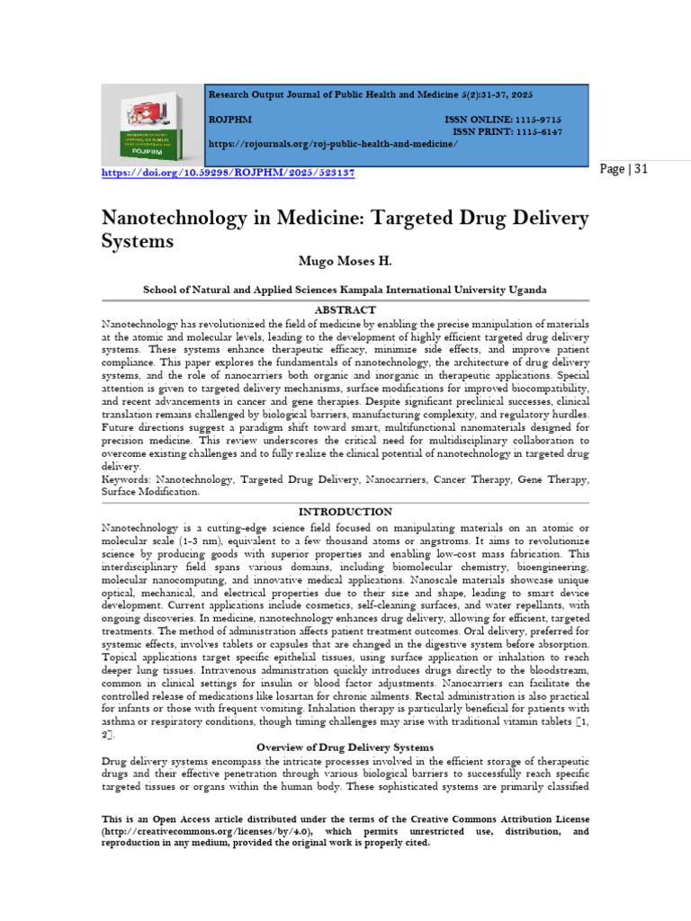 Nanotechnology for Targeted Drug Delivery | PDF | Nanomedicine ...