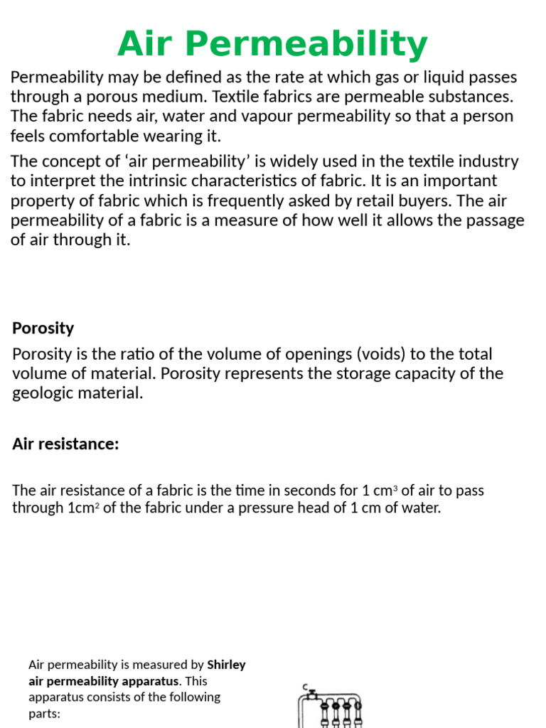 Air Permeability Testing of Fabrics | PDF | Porosity | Chemical Engineering