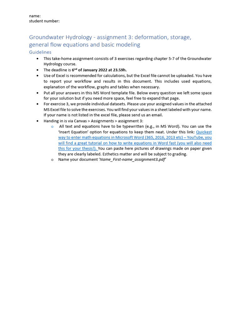 Groundwater Hydrology Assignment 3 | PDF | Aquifer | Groundwater