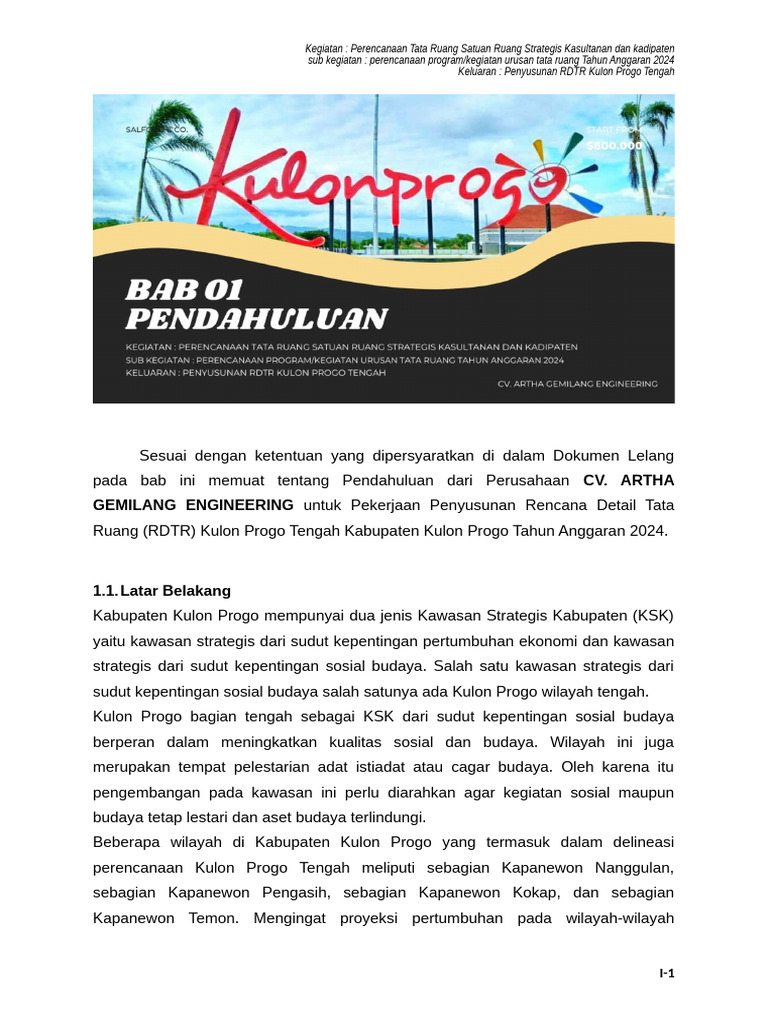 Penyusunan RDTR Kulon Progo Tengah | PDF