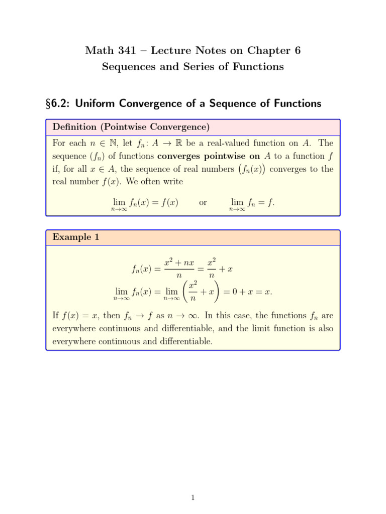 Uniform Convergence of Function Sequences | PDF | Series (Mathematics ...