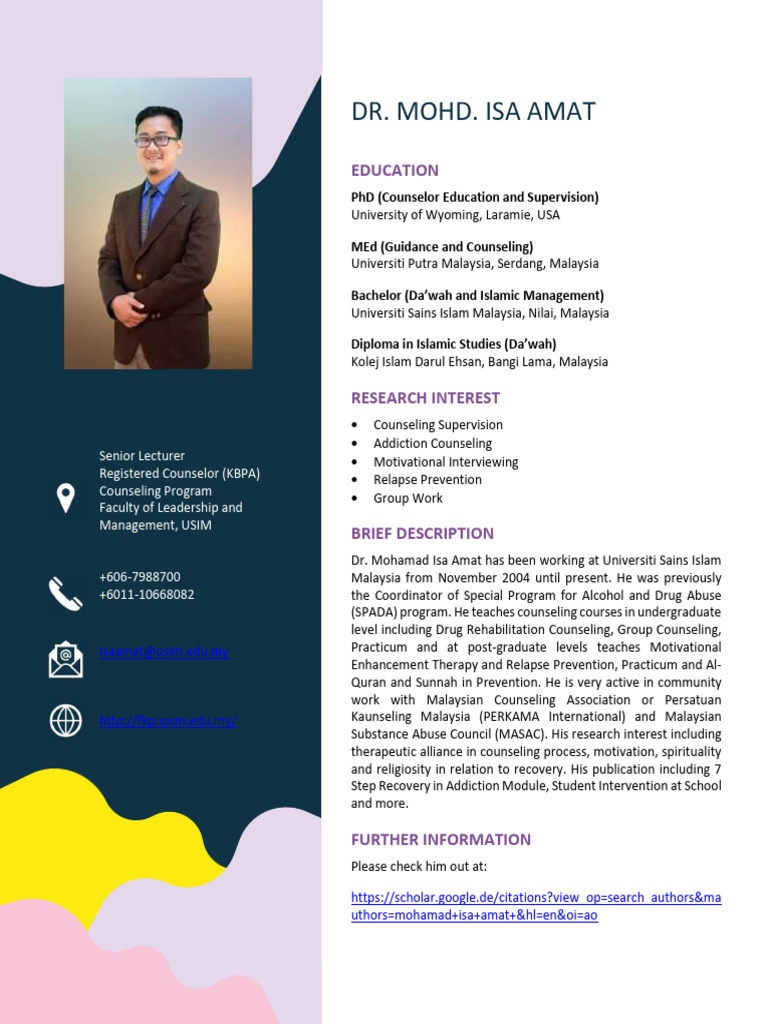 DR Isa Profile | PDF | Substance Related Disorders | Addiction Psychiatry