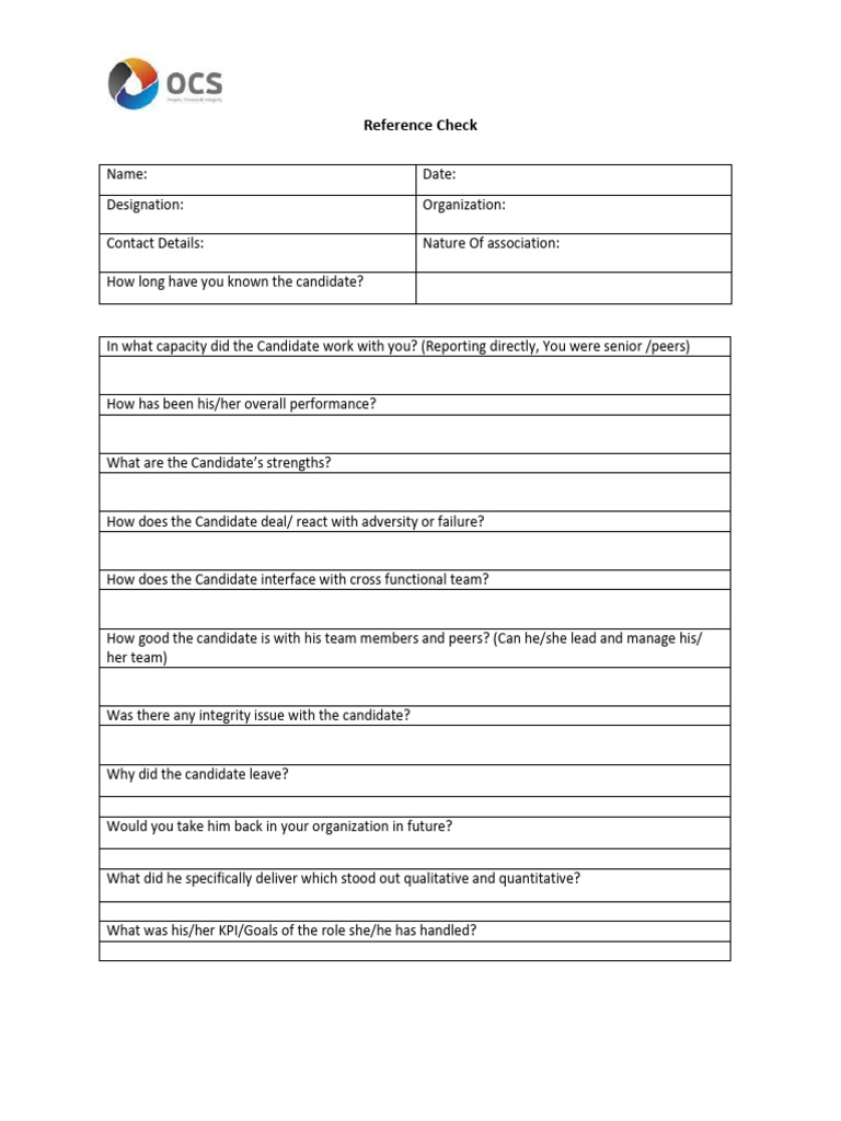 Updated - Reference Check - Form - 13.12.23 | PDF