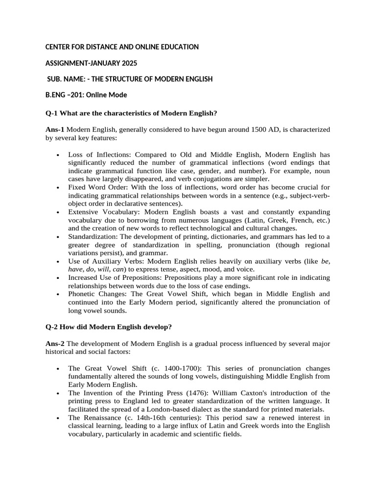 Characteristics of Modern English | PDF | English Language ...