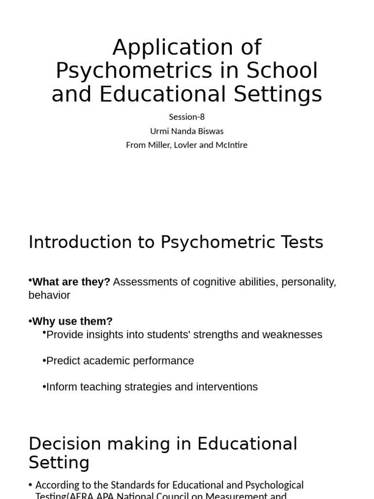 Application of Psychometrics in School and Educational Settings | PDF ...