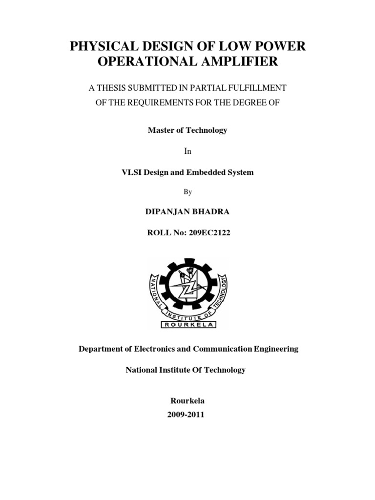Low Power Op-Amp Design Thesis | PDF | Operational Amplifier | Amplifier