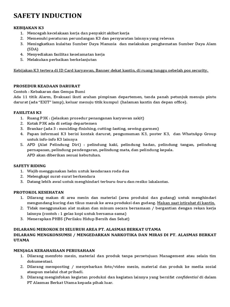 Safety Induction 2025 Pdf