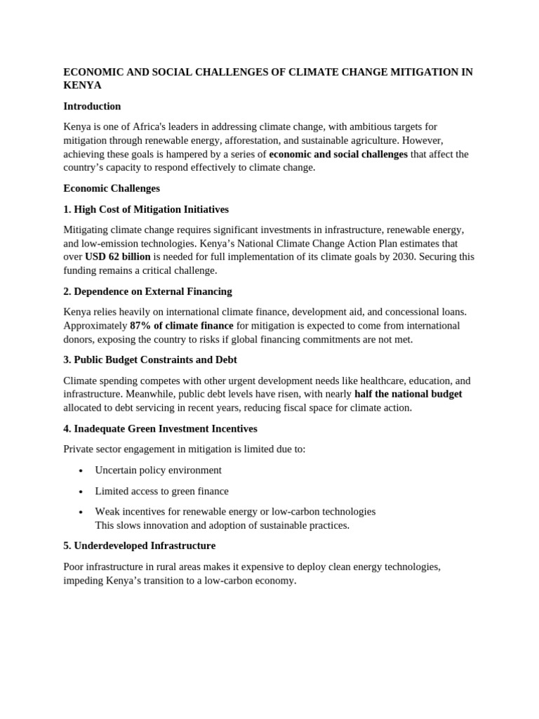 Challenges of Climate Change Mitigation in Kenya | PDF | Climate Change ...