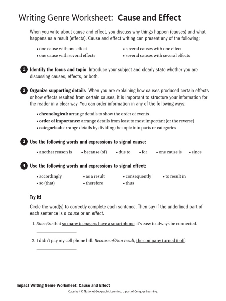 Cause and Effect Writing Guide | PDF
