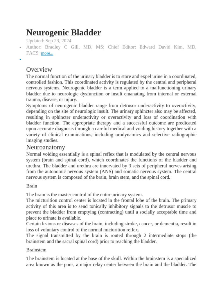 Understanding Neurogenic Bladder | PDF | Urinary Incontinence | Urination