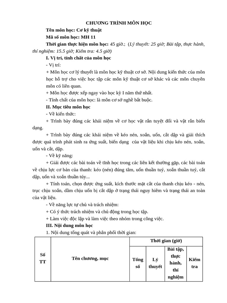 MH 11 - Cơ kỹ thuật | PDF