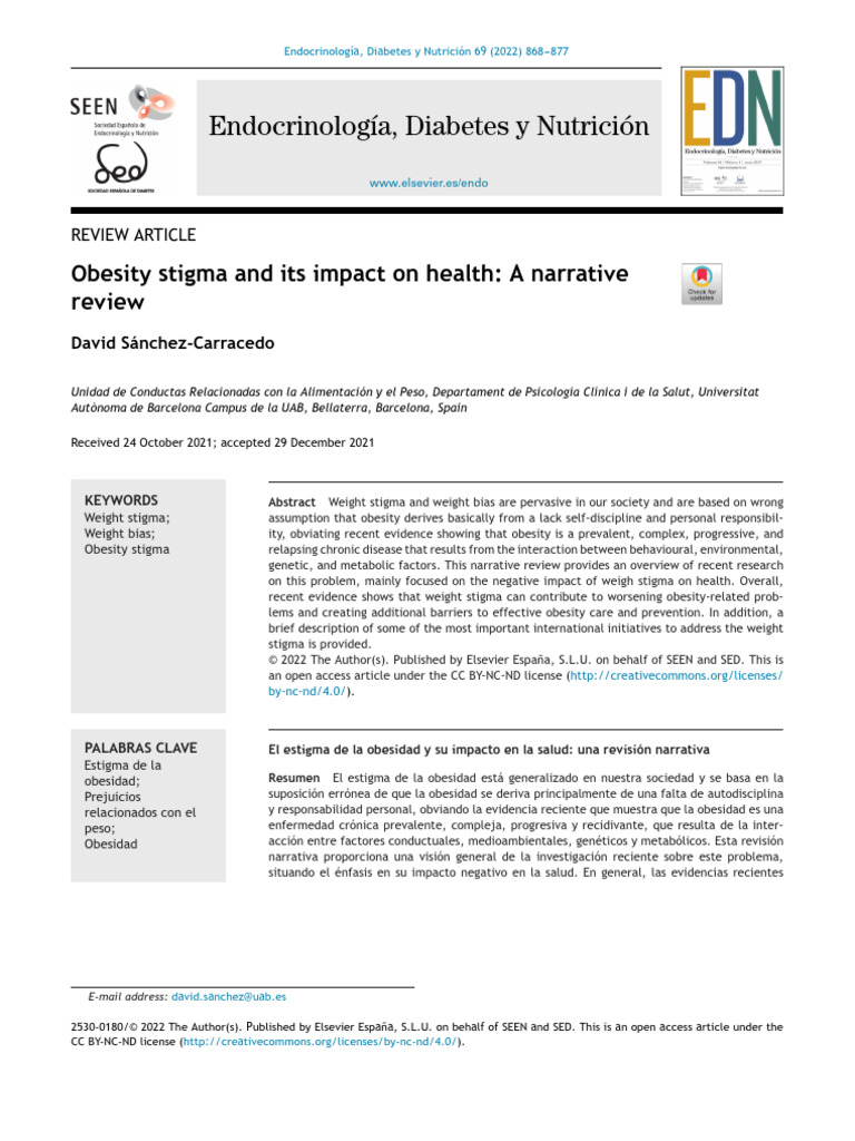 Obesity Stigma's Health Impact Review | PDF | Obesity | Social Stigma