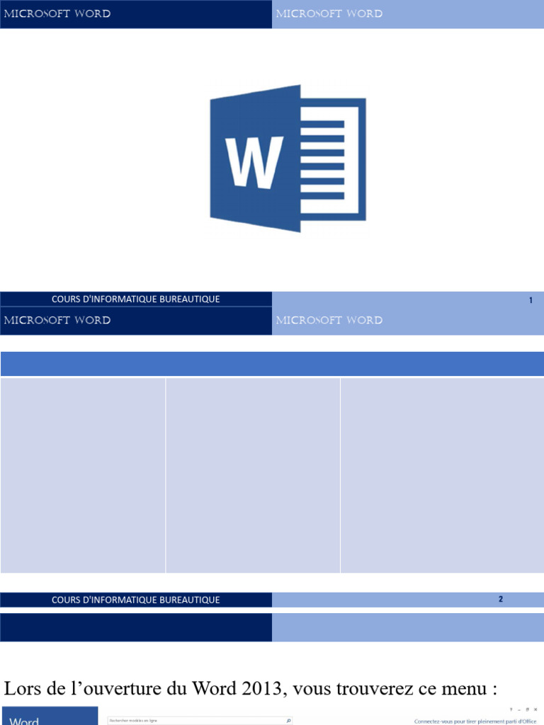 Cours d'Informatique Bureautique Word | PDF | Microsoft Word | Mise en page
