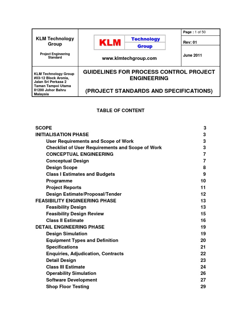 Process Control Project Standards Guide | PDF | Specification ...