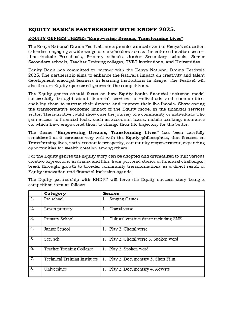 Equity Bank & KNDFF 2025 Partnership | PDF | Empowerment | Financial ...