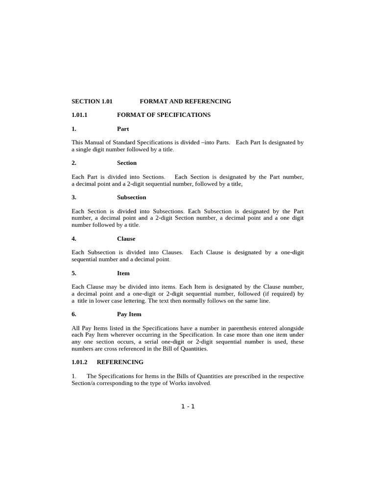 Standard Specifications Format Guide | PDF | Specification (Technical ...