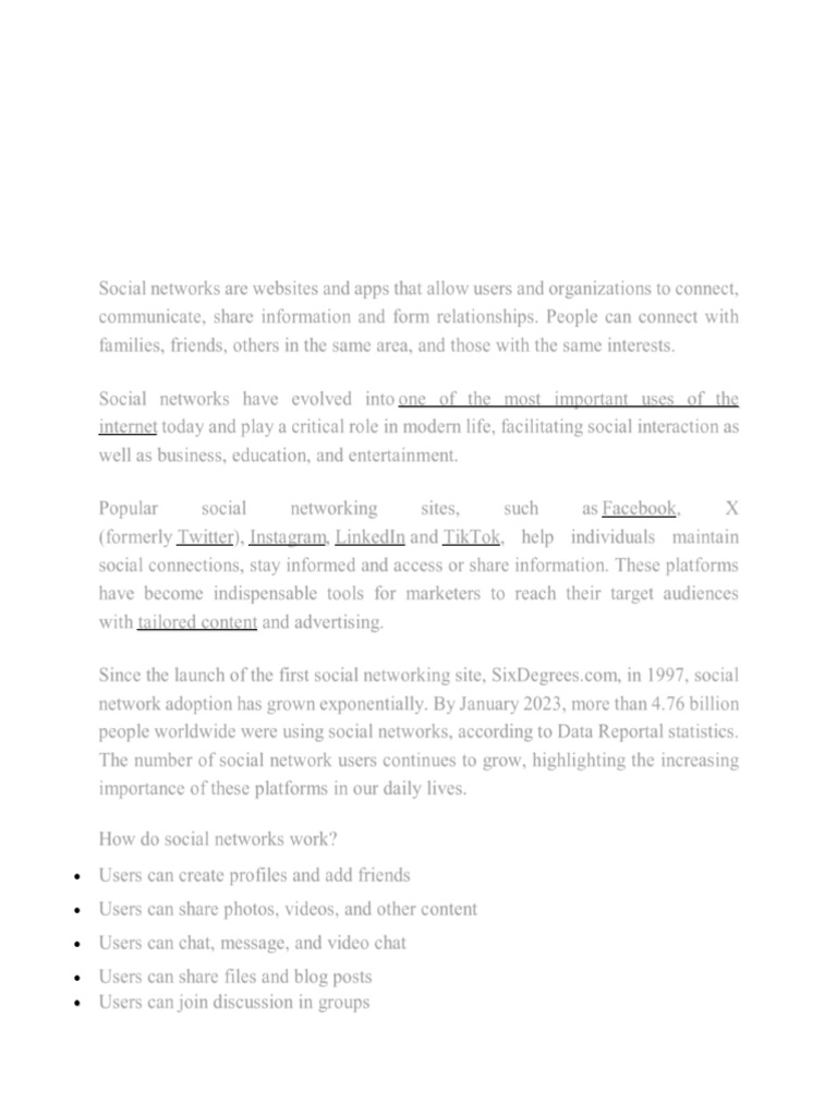 Overview of Social Networks and Their Impact | PDF | Social Networking ...