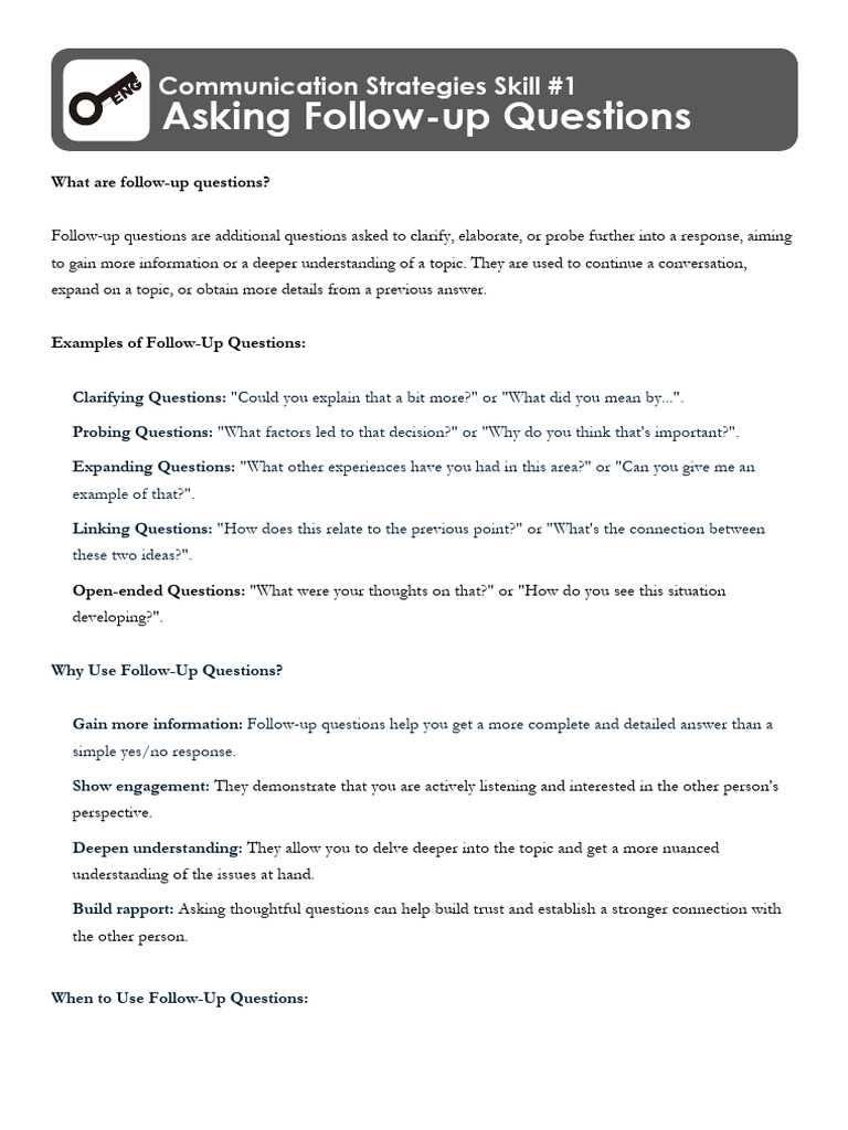 Skill #1 - Asking Follow-up Questions | PDF | Conversation | Job Interview