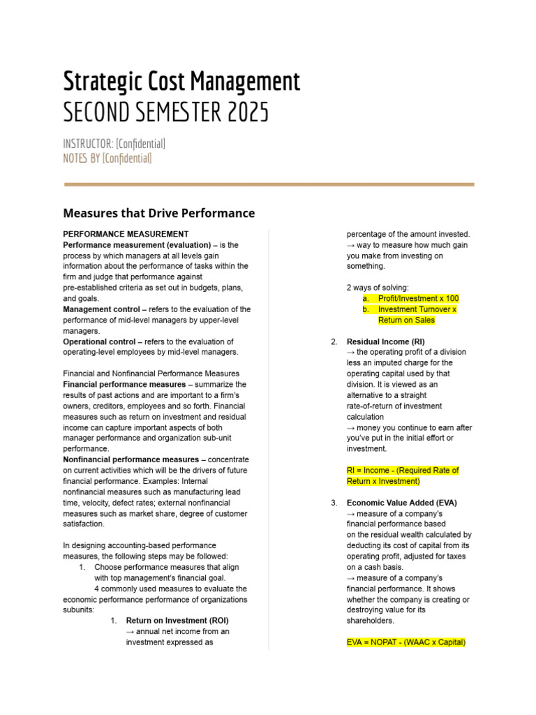 AC 4104 - Measures That Drive Performance | PDF | Return On Investment ...