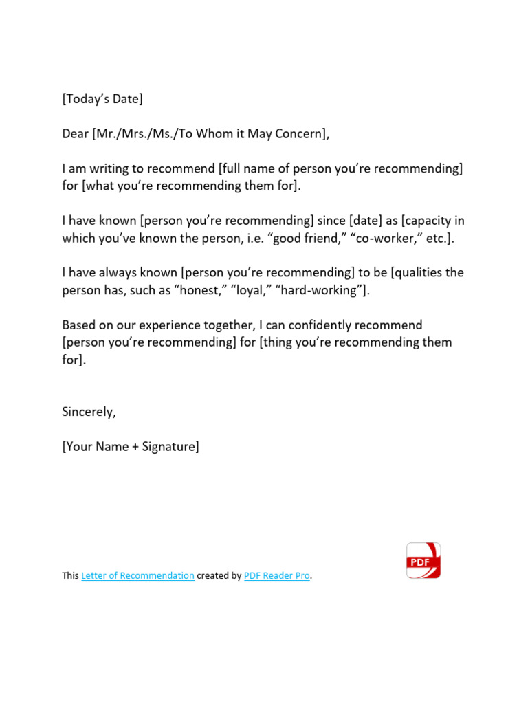 Recommendation Letter-PDF Reader Pro | PDF