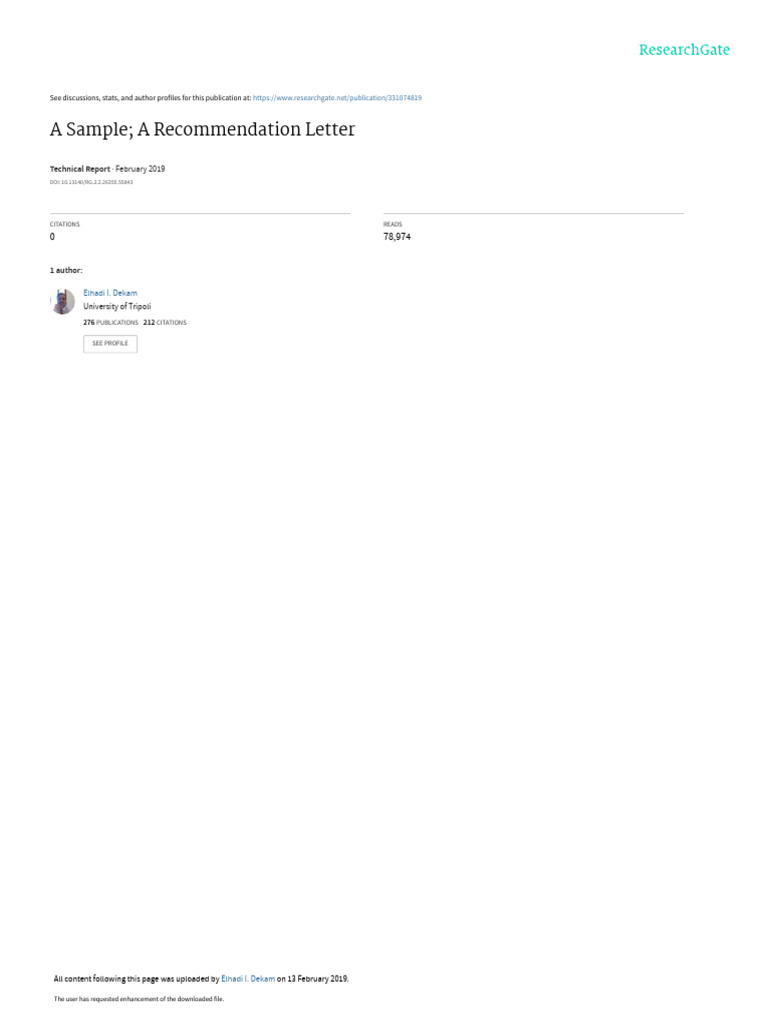 Sample Recommendation Letter for Engineering | PDF | Thesis