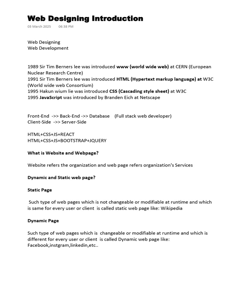 HTML and Web Design Overview 2025 | PDF | Html Element | World Wide Web