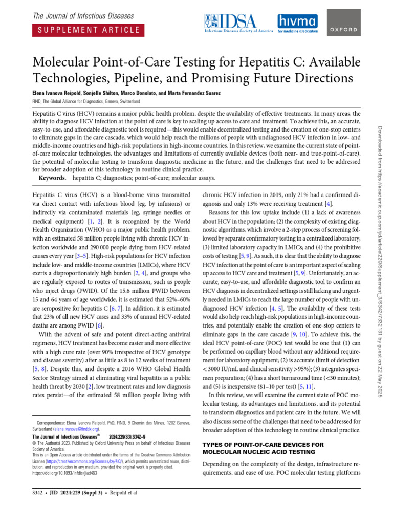 Point-of-Care Molecular Testing for HCV | PDF | Hepatitis C | Infection