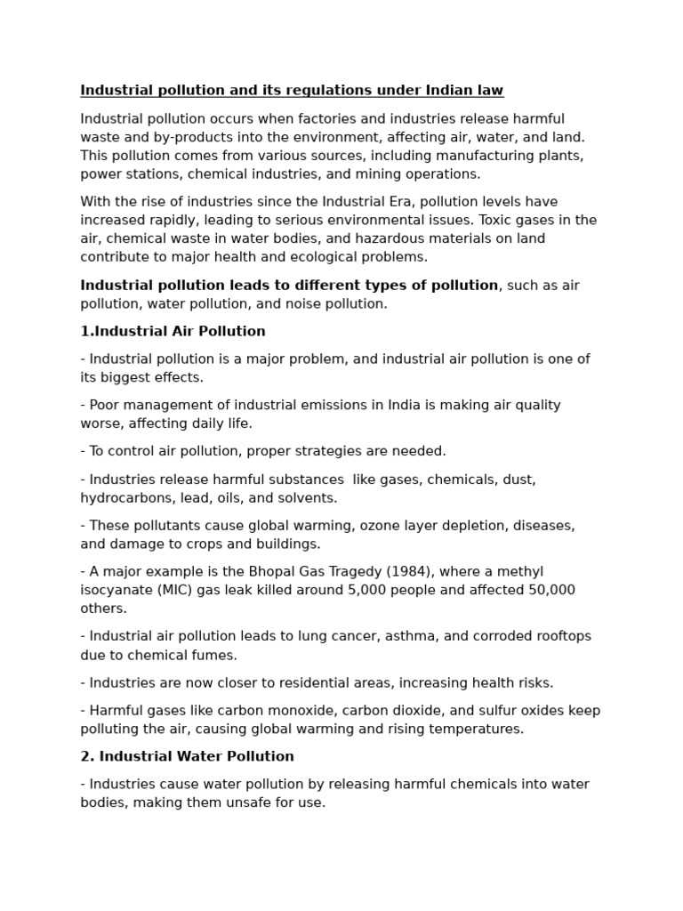 Environmental Law Types of Industrial Pollution | PDF | Air Pollution ...