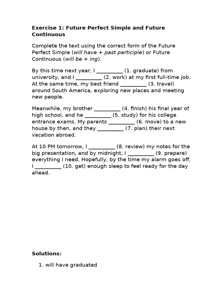 Future Perfect and Vocabulary Exercises | PDF