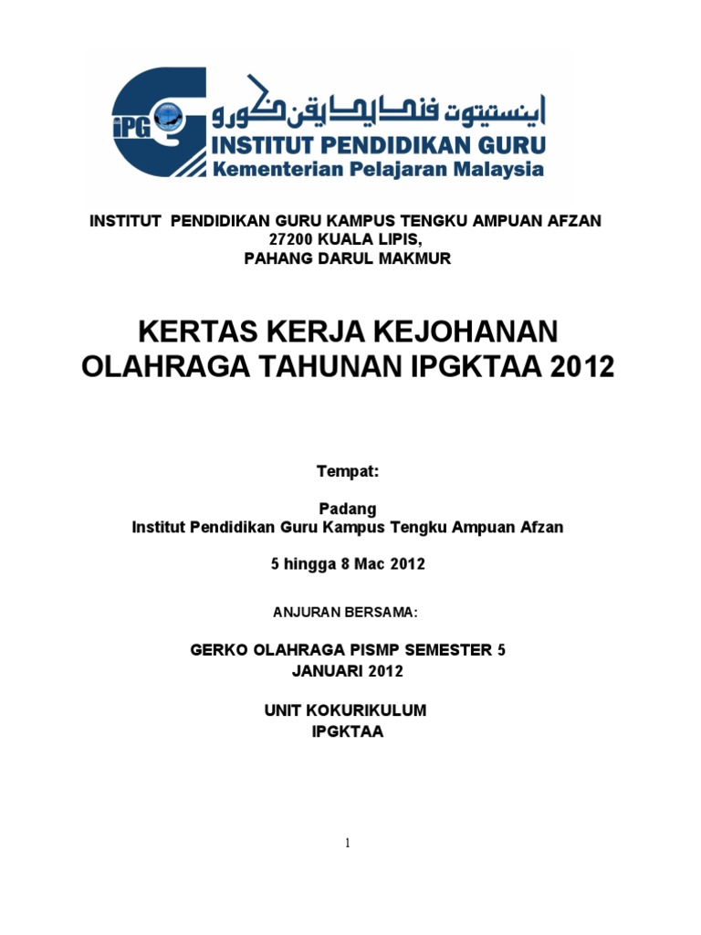 Kertaskerja Olahraga 2011 Pdf