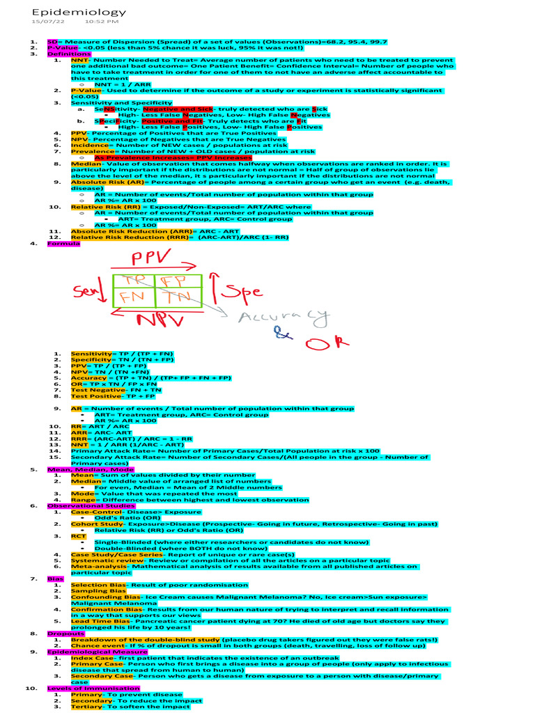 Epidemiology - VT Notes | PDF | Epidemiology | Medicine
