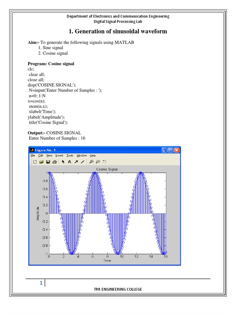 Generation of Sinusoidal Waveform: Aim:-To Generate The Following ...