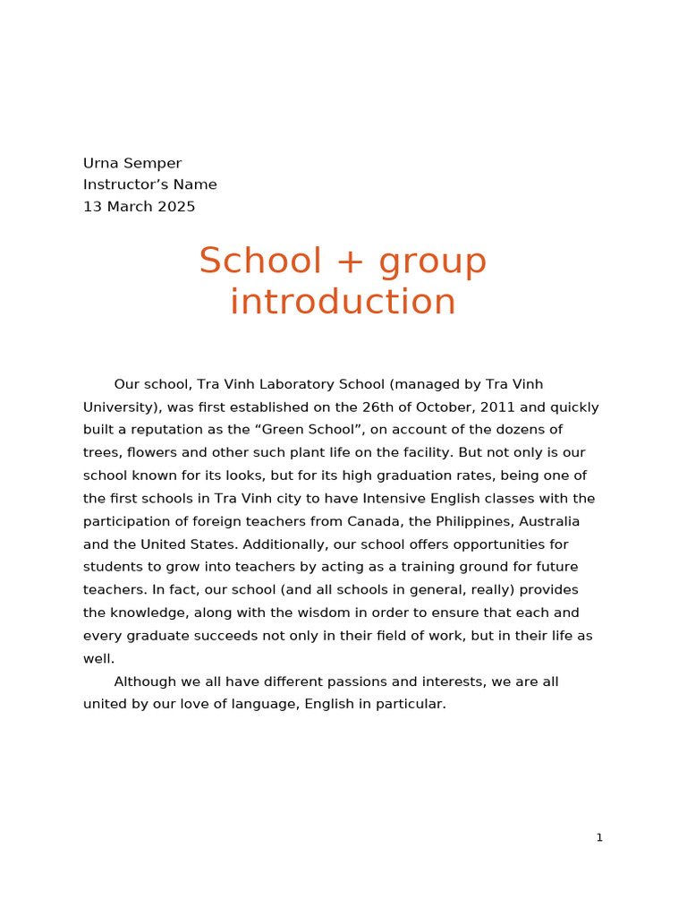 School & Group Intro | PDF