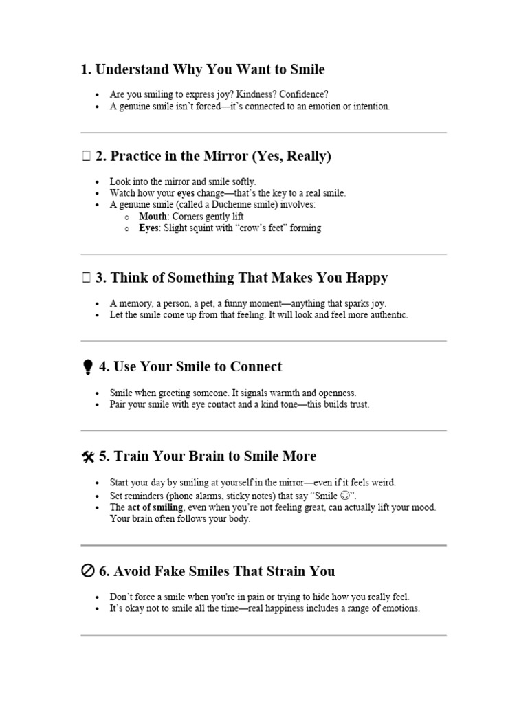 How to Smile Genuinely | PDF