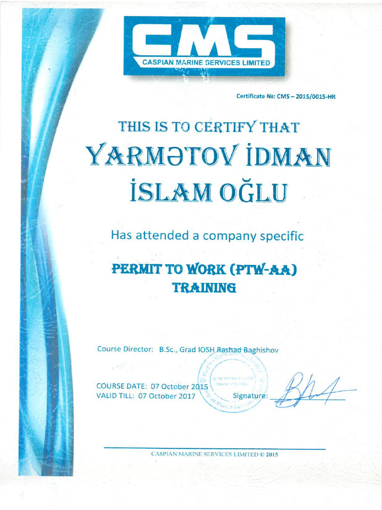 S0084 Permit To Work-AA | PDF