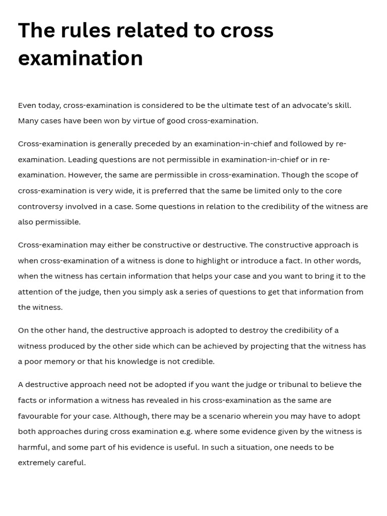 Rules of Effective Cross-Examination | PDF