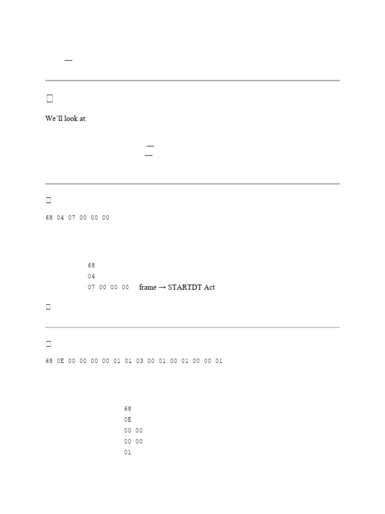 IEC 104 Protocol Frame Examples | PDF | Byte | Transmission Control ...