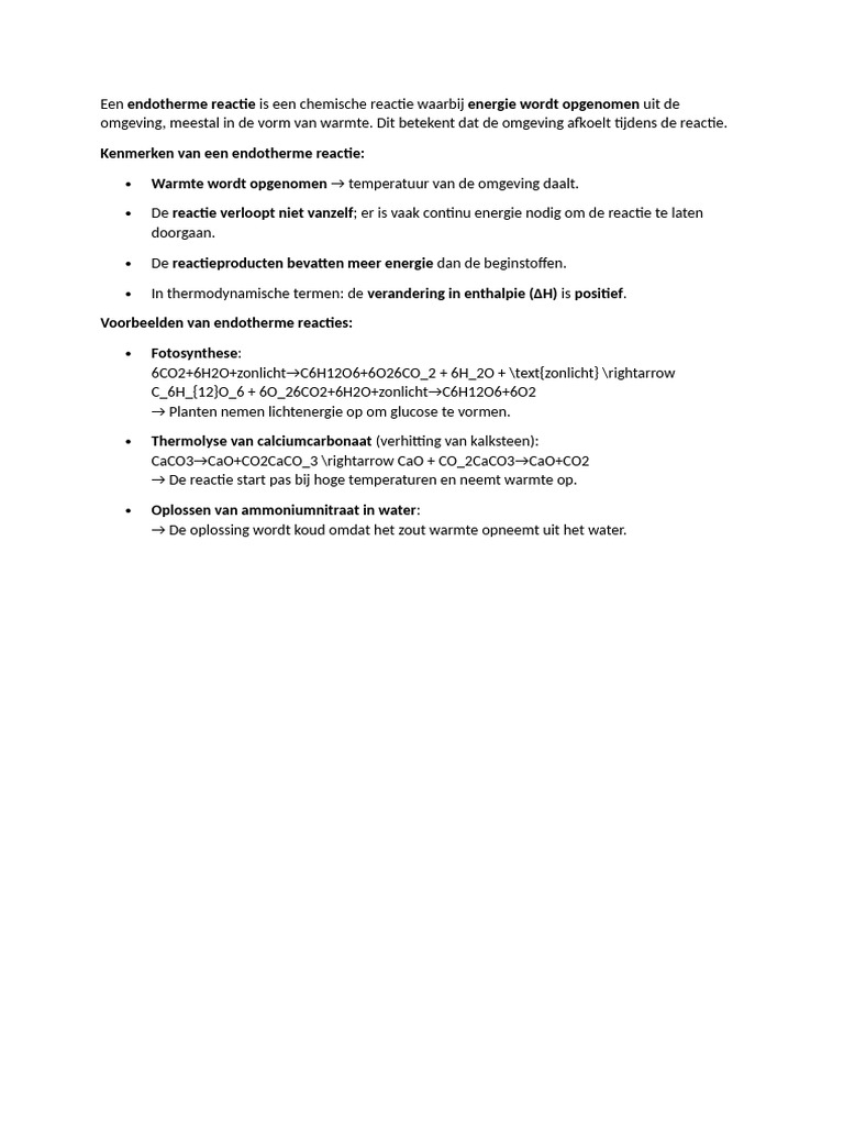 Endotherme Reactie | PDF