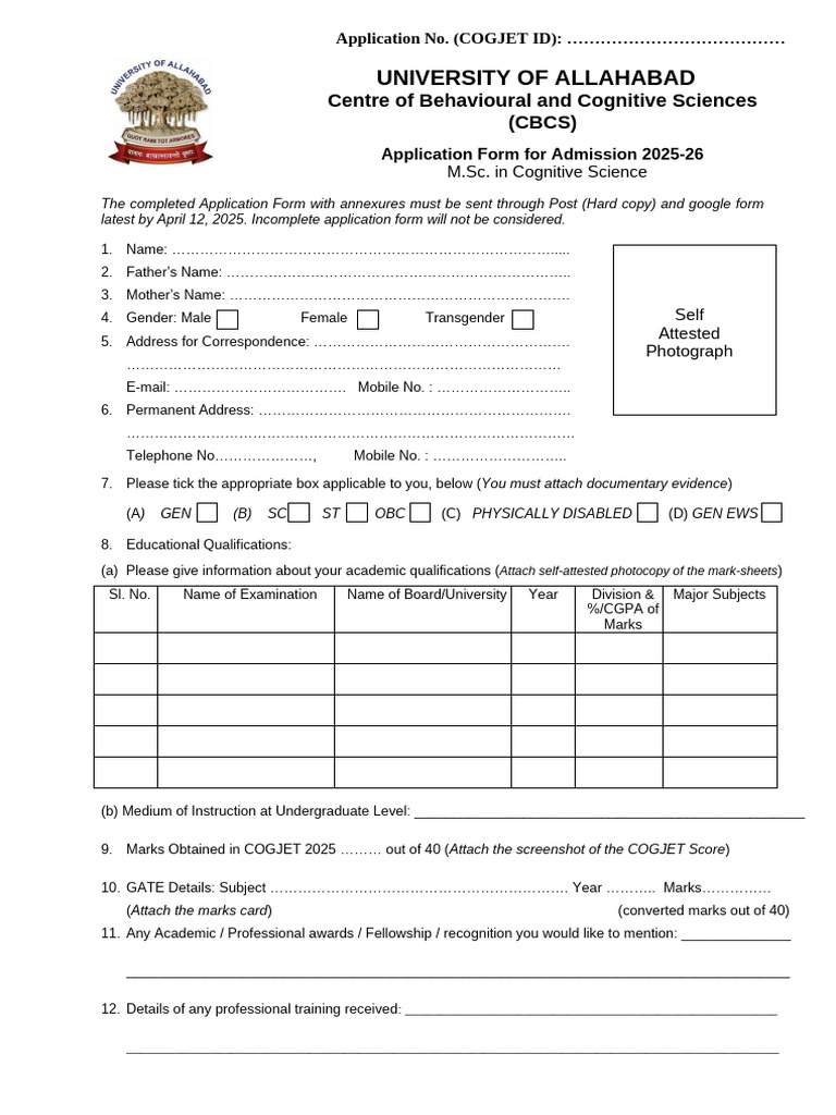 RIE Ajmer M.Sc. Admission 2025-26 Form | PDF | Gender | Gender Studies