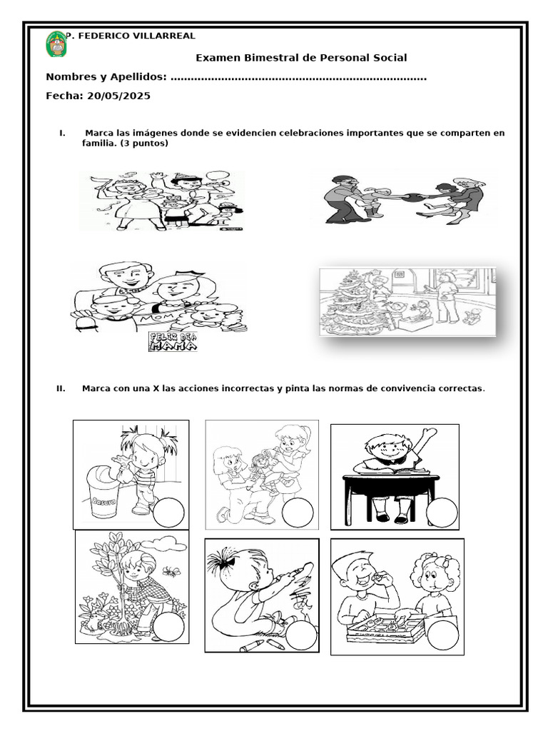 Examen de Personal Social Inicial 4 Años | PDF