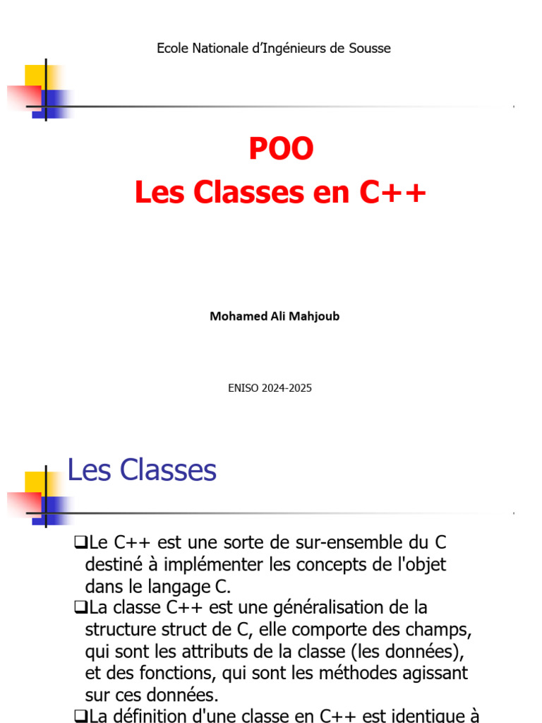 Introduction aux Classes en C++ | PDF | Classe (informatique ...