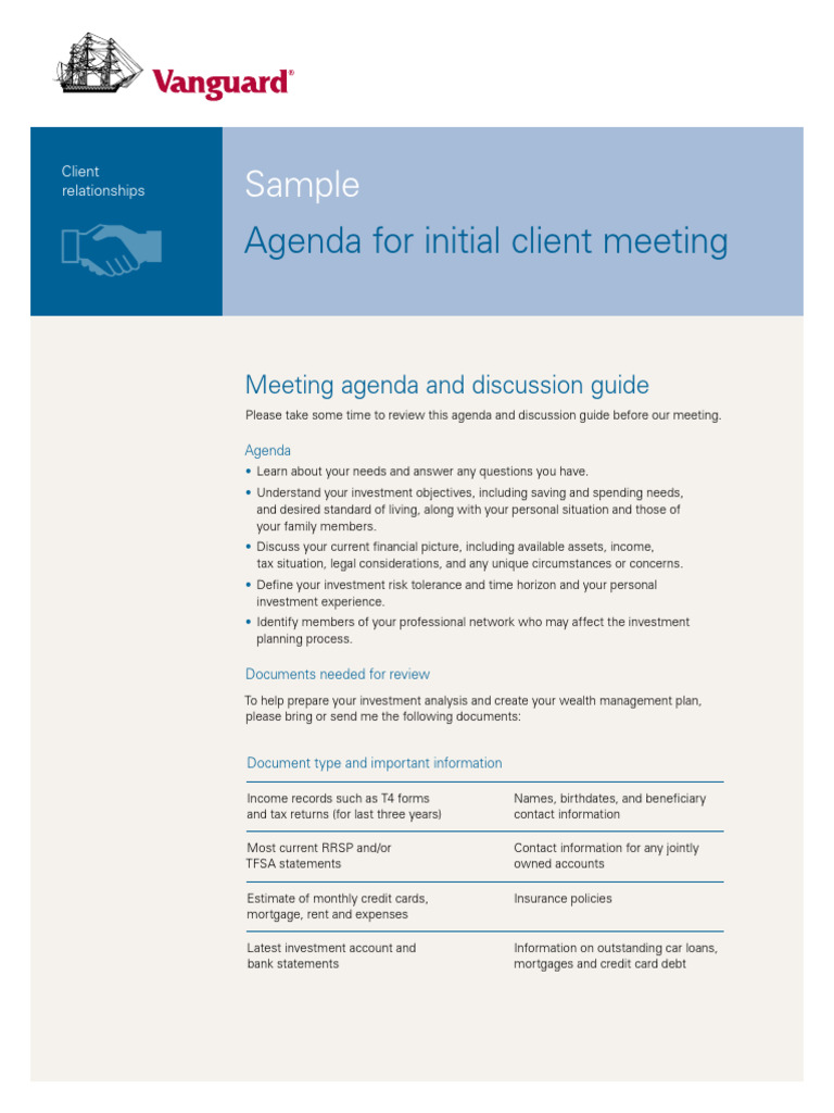 Agenda For Initial Client Meeting | PDF | Investing | Mortgages