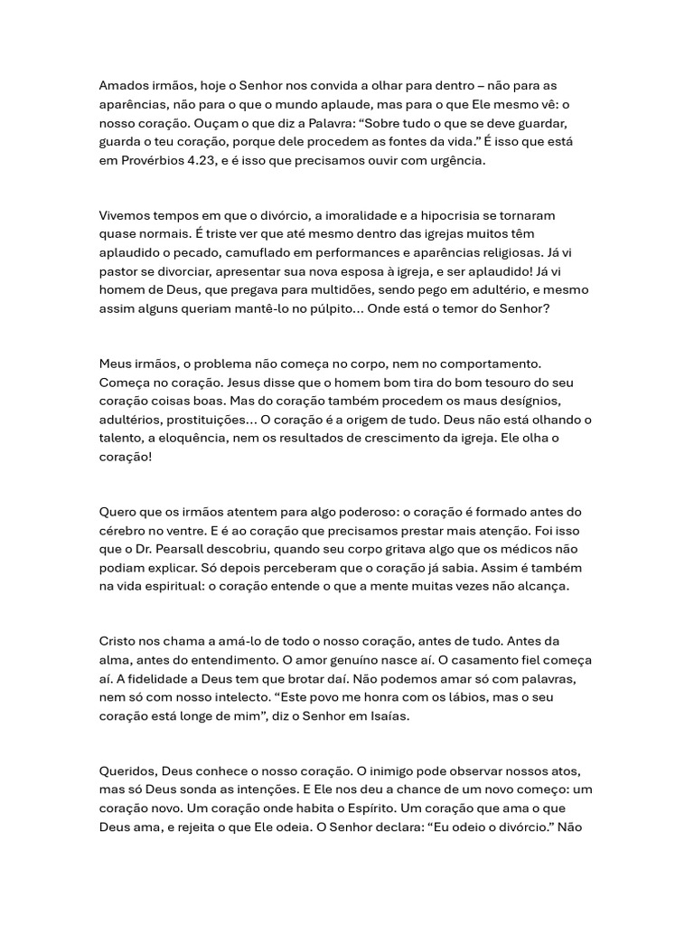 O Coração: Fonte da Vida e Aliança | PDF | Deus | Amor