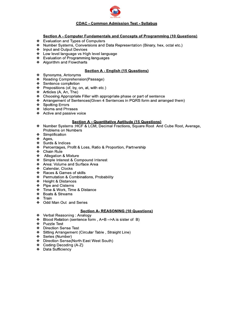 Section A Syllabus | PDF