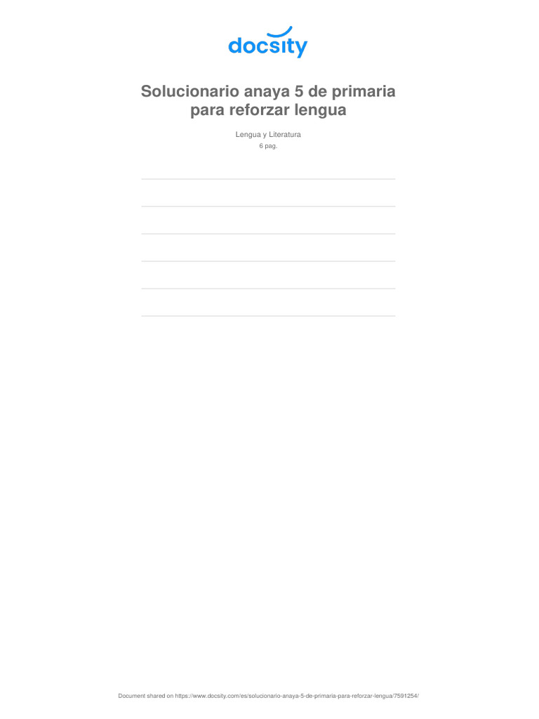 Solucionario Lengua Anaya 5 Primaria | PDF