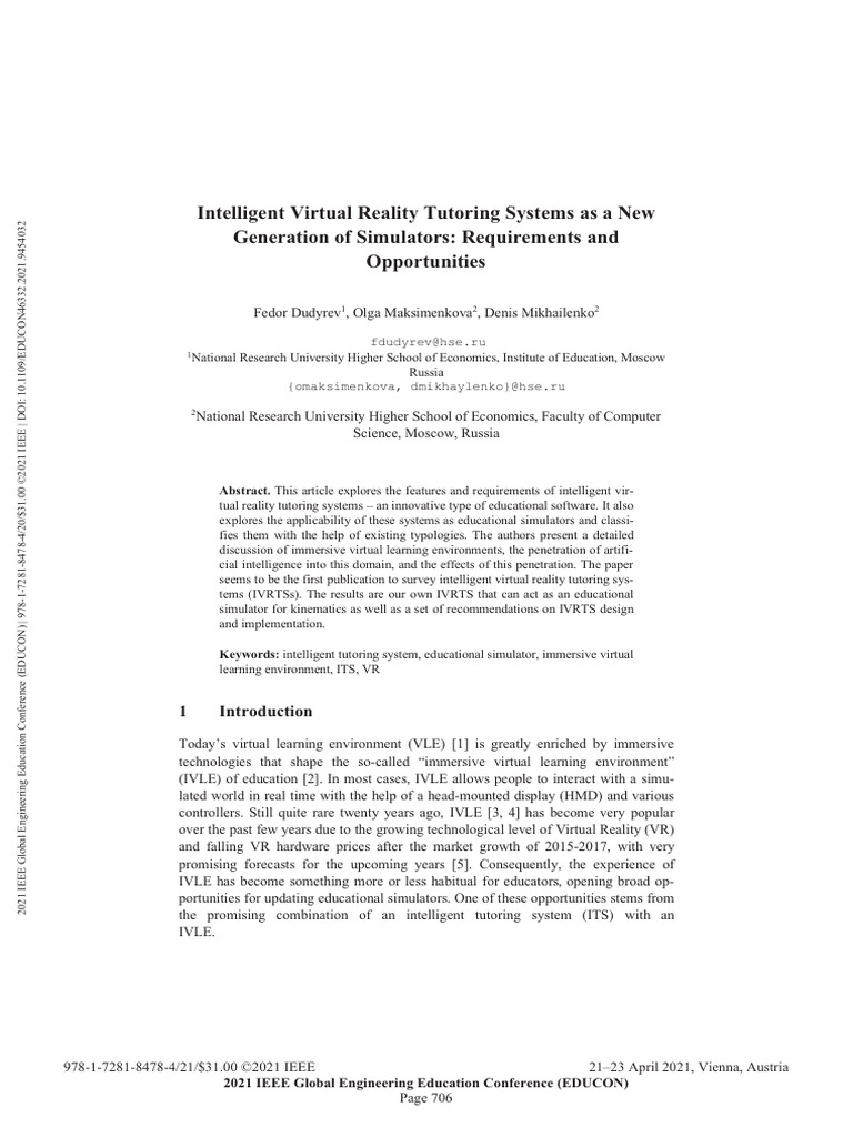 Intelligent Virtual Reality Tutoring Systems As A New Generation of ...
