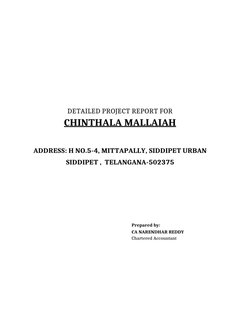 Chinthala Mallaiah Project Financial Report | PDF | Working Capital ...