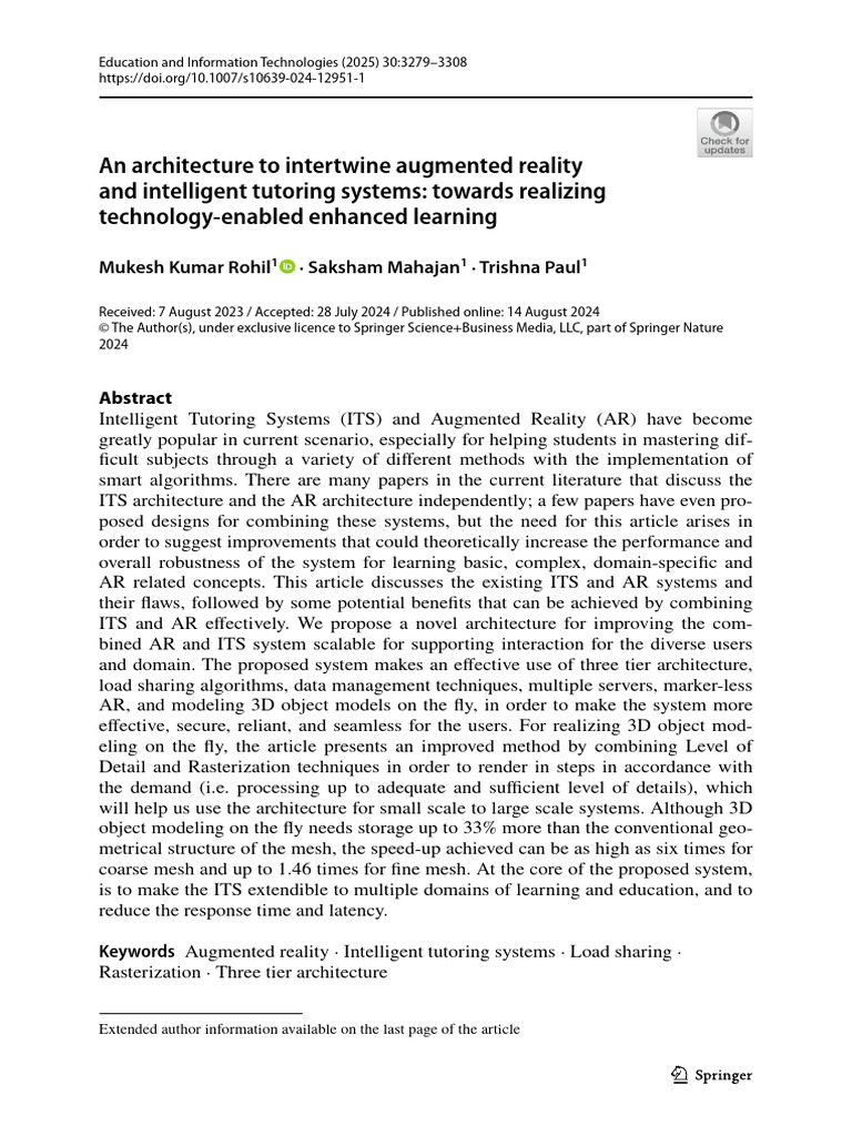 AR and ITS Integration for Enhanced Learning | PDF | Augmented Reality ...