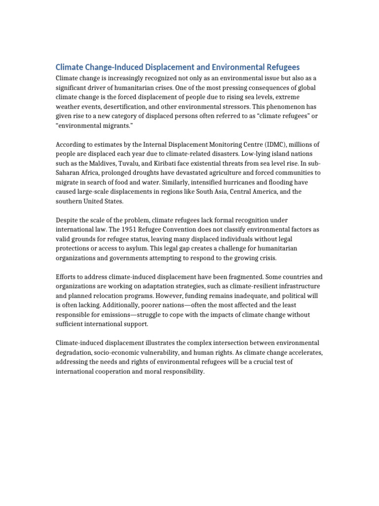 Climate Change and Environmental Refugees | PDF